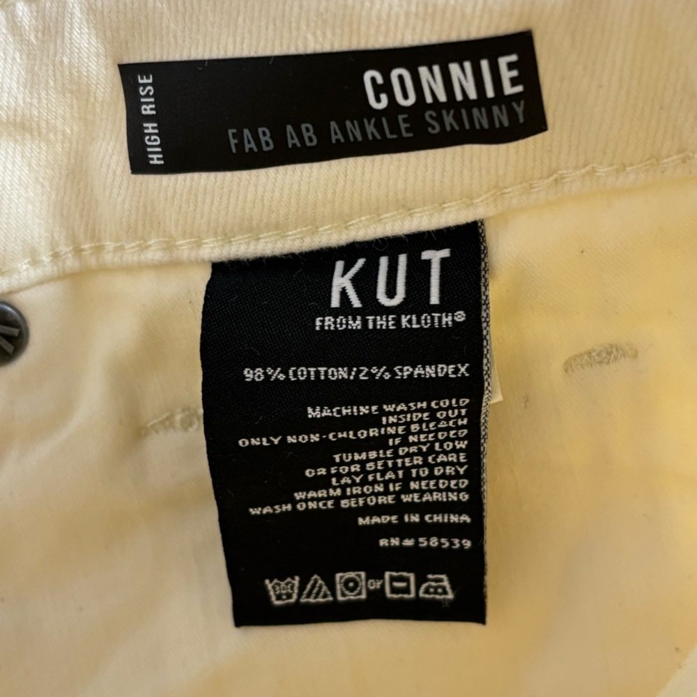 Kut From The Kloth Jean Women 2 Cream Connie Fab Ab Ankle Skinny High Rise Denim - Picture 10 of 13